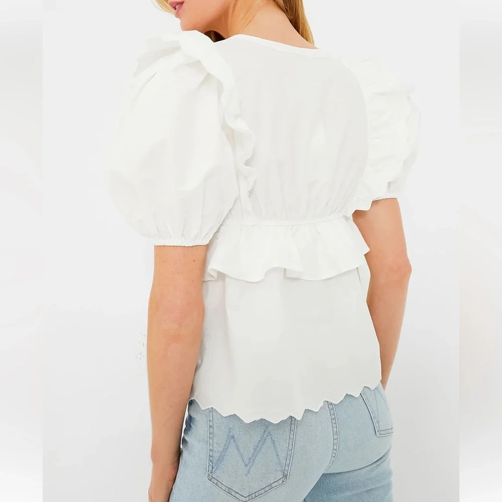 Tuckernuck Moon River Exclusive White Eyelet Ruffle Top Various - Picture 3 of 13